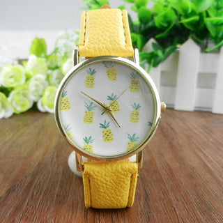 Gadgets d'Eve bijoux Jaune 2017 - Montre Vintage d'Ananas pour Femme, en de cuire Style fruit